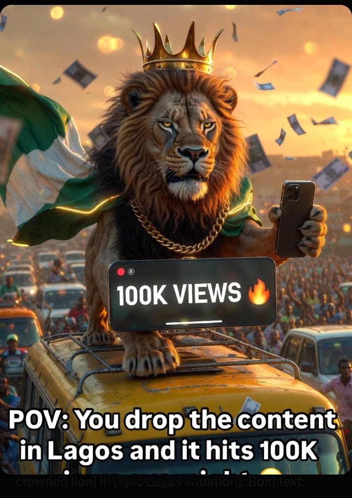 Mmaduabuch99024's tweet image. "POV: You finally drop the content in Lagos and wake up to 100K views like...😂🇳🇬 👑
Who else is grinding for that bag this week? Drop your current view count or goal below👇 
Tag a creator who needs this energy!  #Naija #Lagos #Viral #100KViews #NaijaContent #Meme