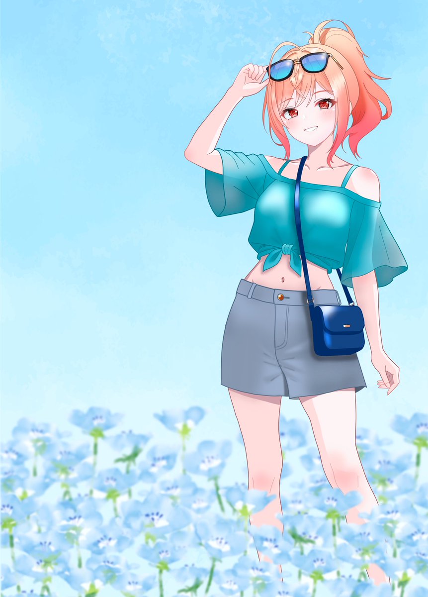 初夏の爽やかコーデ ネモフィラ畑で追いかけて #ririkart