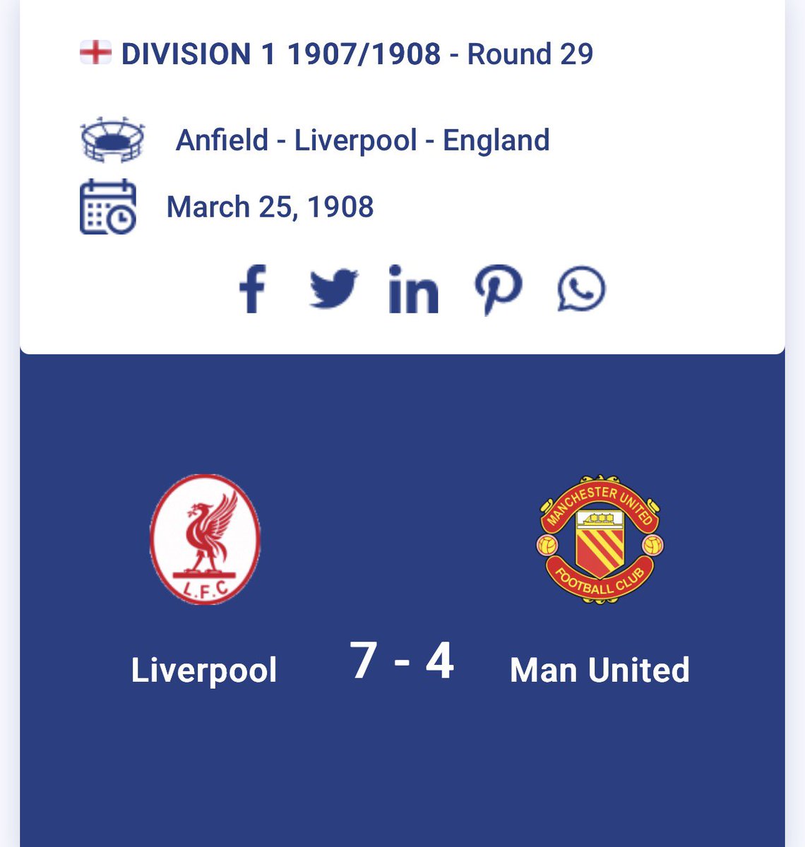lightbet357's tweet image. MIND BLOWING FACTS 😁

The highest scoring match between Man U &amp;amp; Liverpool ended 7-4 to Liverpool! 😱⚽️
11 goals in one game!

This rivalry has existed longer than Nigeria existed as a country! 😳🇳🇬
Pure history! 🔥
#MUNLIV #Rivalry #oldtrafford #anfield