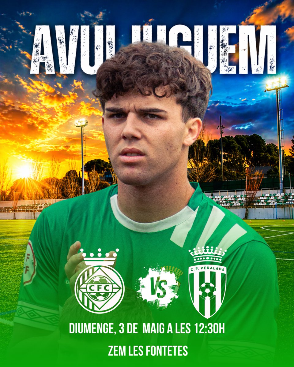 CFPeralada's tweet photo. 𝗔𝗩𝗨𝗜 𝗝𝗨𝗚𝗨𝗘𝗠! 💚⚽

👉 “Heart. Fight. Win.” 💚⚔️

⚔️ @CERDANYOLAFC  🆚 @cfperalada
📅 Diumenge, 3 de maig
🕠 12:30 h
🏟️ ZEM Les Fontetes

🙌 Gràcies: @CollVerdFoie . @croaksbistrobar . @CasinoPeralada 🙌

#3RFEF #DiadePartit #CFPeralada #SomHiPeralada #ForçaVerda 💚⚔️ https://t.co/unI89knrGO