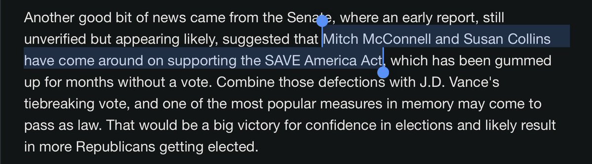 bloodless_coup's tweet image. Anyone else hear of this? This is from @AmericanThinker’s weekly digest. “…Mitch McConnell and Susan Collins have come around on supporting the SAVE America Act…”

#SaveAmericaAct #SaveAct #MAGA 

mailchi.mp/americanthinke…