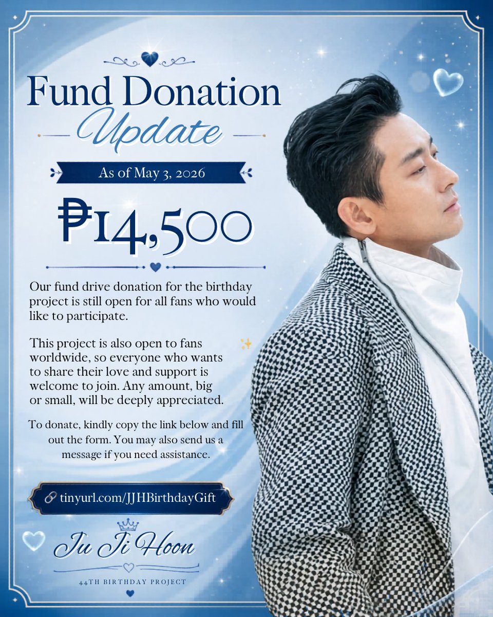 JuJiHoonPH's tweet photo. Let’s make this gift even more meaningful together ✨

To donate, kindly fill out the form below:
🔗 https://t.co/P63aecj70Z

#𝐉𝐮𝐉𝐢𝐇𝐨𝐨𝐧 #주지훈 #朱智勳 
#จูจีฮุน #チュジフン https://t.co/6XOd3fxyaU