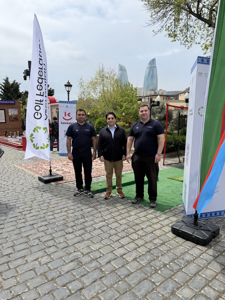 Today, as part of the vibrant International Carpet Festival in İçərişəhər (Old City), we at the <a href="/Golf_Azerbaijan/">Azerbaijan Golf Federation</a> Federation had a joyful stand where kids got their first taste of golf! Two of our team members were there helping young enthusiasts take their first swings. We’re