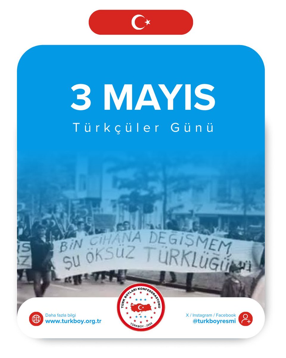 turkboyresmi's tweet photo. 3 Mayıs Türkçüler Günü Kutlu Olsun!🇹🇷 https://t.co/5JT3OvVkne