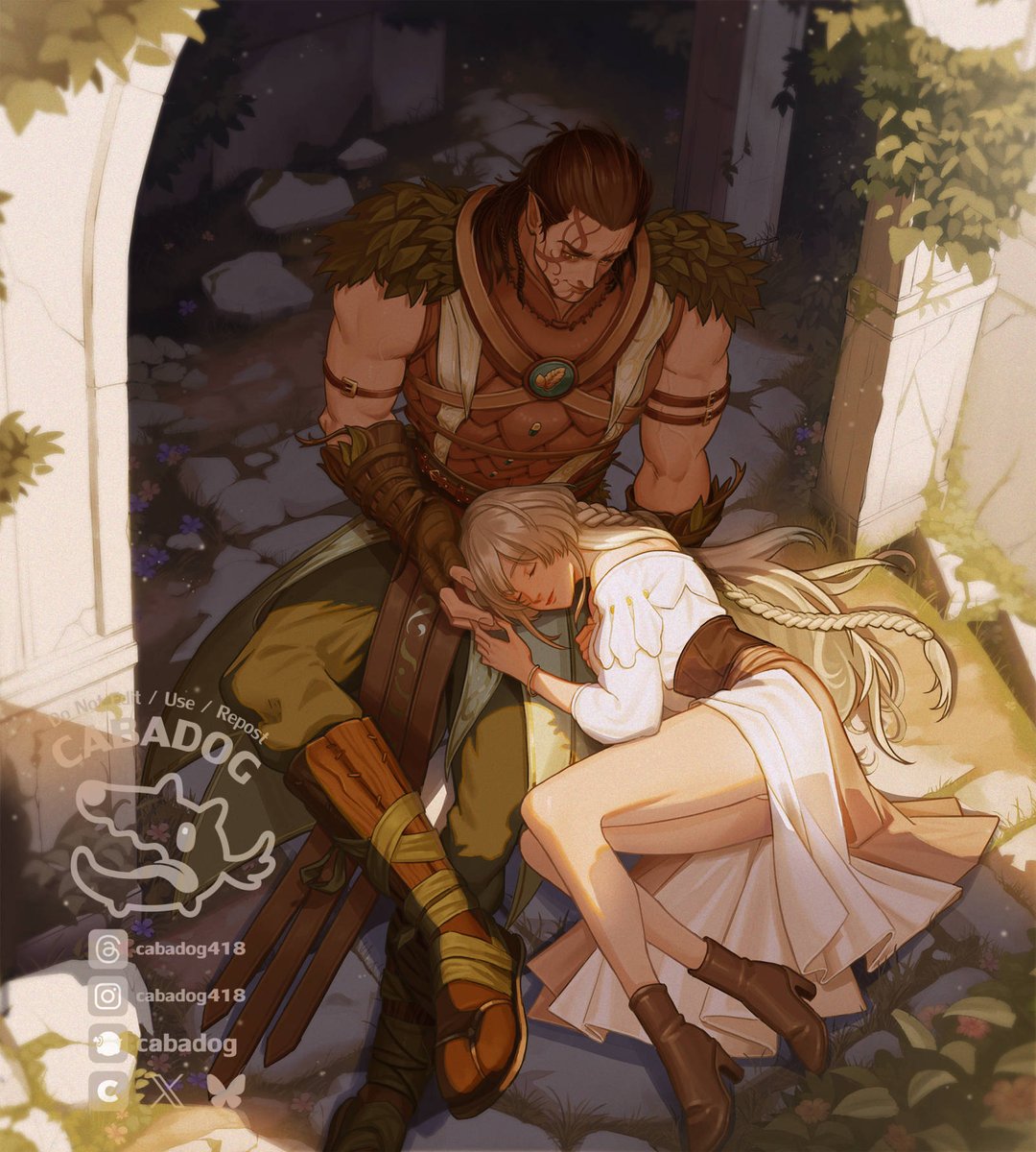 cabadog418's tweet image. Thank you so much for the commission of Halsin and this beautiful character! 🥰
CABA-sensei is a master of details. The process of painting the background was incredibly healing to watch. 😘
\ All hail the legendary CABA-sensei! /
#BG3Fanart #DigitalArt #cms #Halsin #Yumejoshi