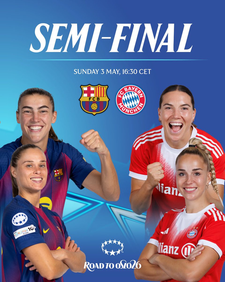 One match away from the UWCL final 🤩

📺 Where to watch the #UWCL - bit.ly/4rFZB73