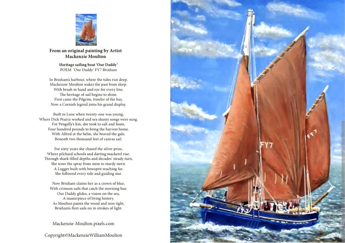 Granadella's tweet photo. During Brixham Heritage sailing Regatta weekend, 22nd to 24th May, there will also be an Art Exhibition by Brixham Art Society at Brixham Conservative club,  New Road Brixham. Some great paintings and affordable greeting cards by local artist, nautical inspired. One of many cards https://t.co/Y2K5PyB0jo