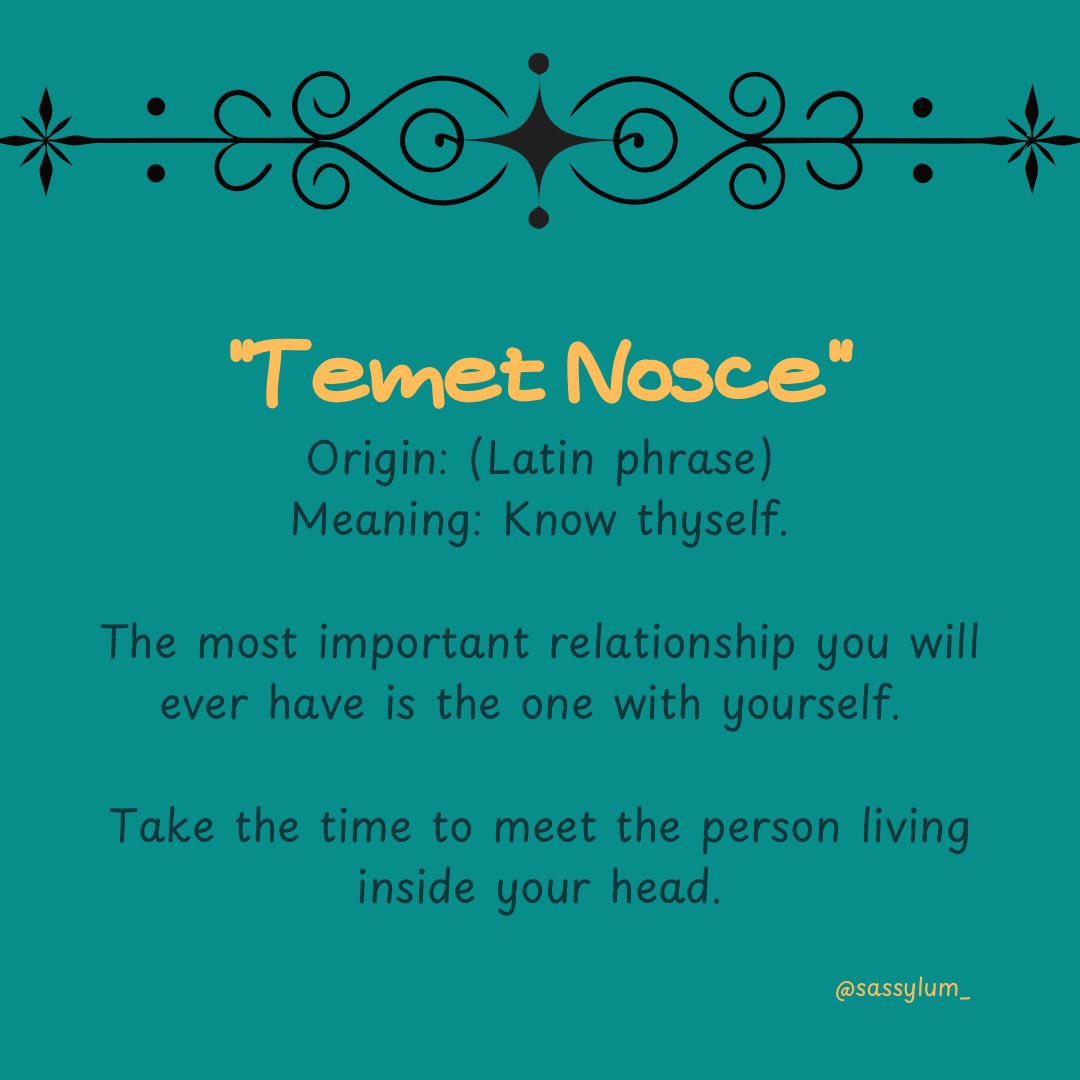sassylum_'s tweet photo. "Temet Nosce"—Know Thyself. 

It sounds like a simple ancient proverb, but in practice, it’s the hardest work you’ll ever do.

We spend so much time curating how the world sees us that we often lose track of who is actually behind the wheel. https://t.co/frTxQuSGfG