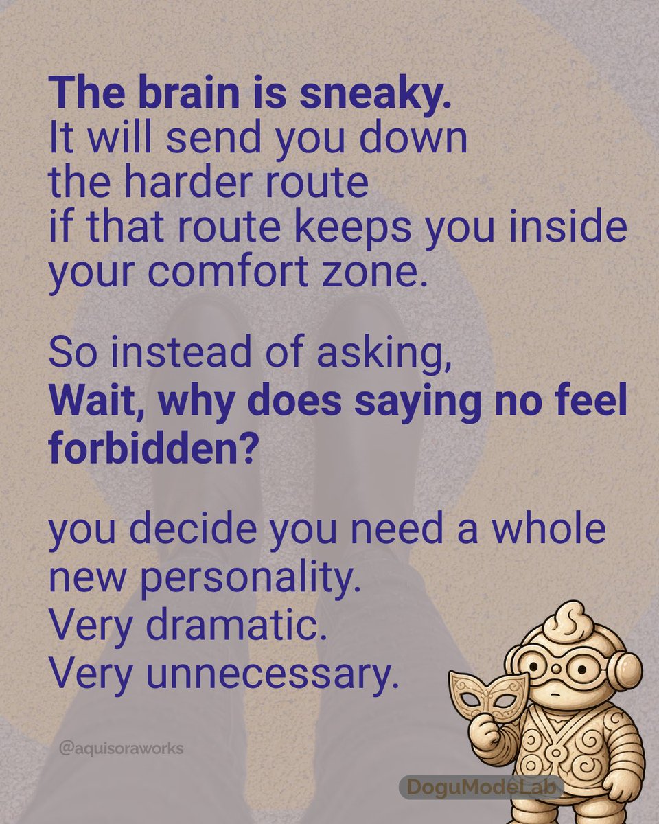 DoguModeLab's tweet image. Sometimes the “hard work” is 
just the safe work.
#comfortzone #selfawareness #innerwork #boundaries #mindsetshift #dogu