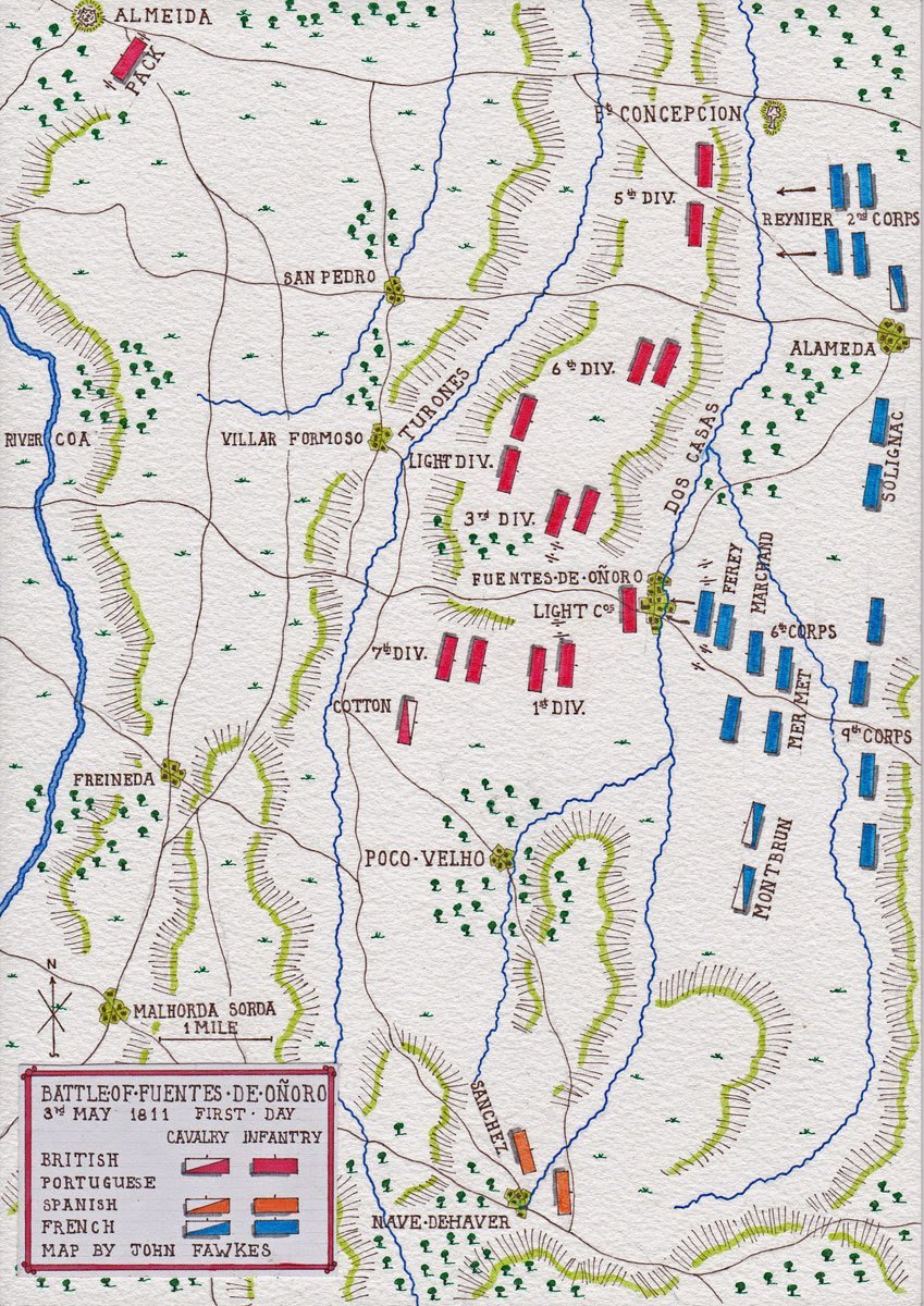 mcribbHistory's tweet photo. Battle of Fuentes de Oñoro, 3rd May 1811.

The 1st of 3 days fighting, which culminated on 5th May

The initial fighting was focused on the village, with other units marching as feints

📸79th Cameron Highlanders attacking the village of Fuentes de Oñoro &amp; the village today. https://t.co/MSt6ZI5bL4