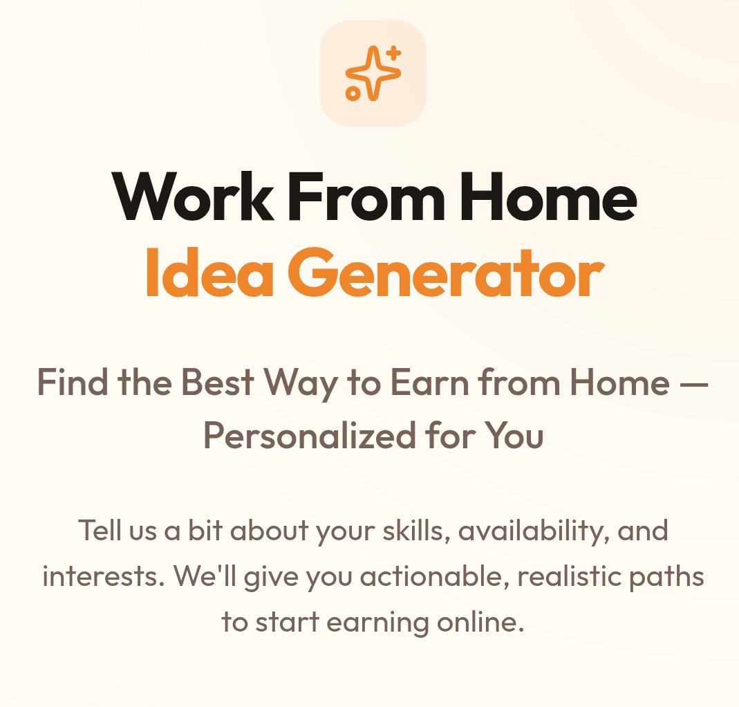 mzbutt27's tweet image. 🚀 Want to earn from home but not sure how?

I built a simple tool that gives personalized online earning ideas based on your skills and time — no investment needed.

👉 Try it: …ote-work-ideas--remotelyup.replit.app

#WorkFromHome #MakeMoneyOnline #SideHustle #RemoteWork #OnlineIncome