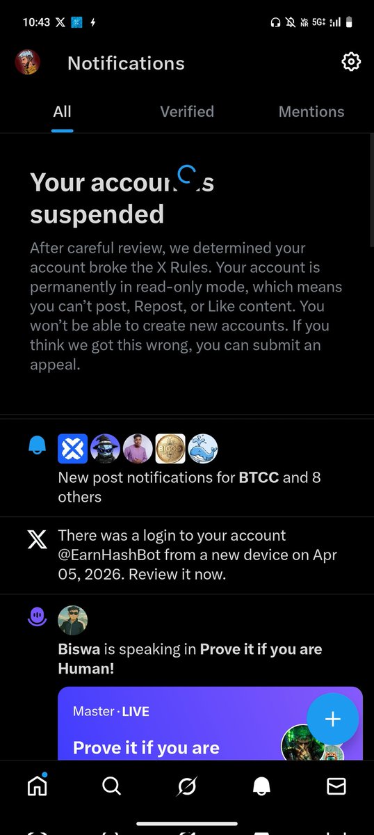 EarnHashBot's tweet photo. Finally! After several months account got restored which was suspended for nothing meanwhile no support from X .. Does Small Account Matters.. 😔 https://t.co/gW13hOe8xN