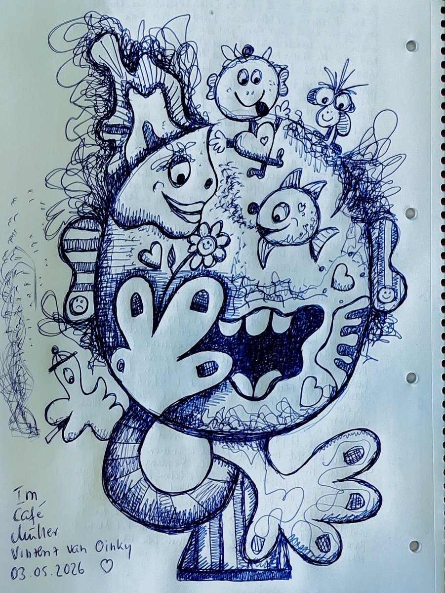 LLettink's tweet image. Im Café Müller. ✨ Kreativität ausleben! 🎨 Diese fröhliche Zeichnung bringt ein Lächeln auf die Lippen! 🌈 Wie schön es ist, unserer Fantasie freien Lauf zu lassen! 🐟💖 

#Kunst #Zeichnung #Kreativität #Lächeln #Fantasie #Freude