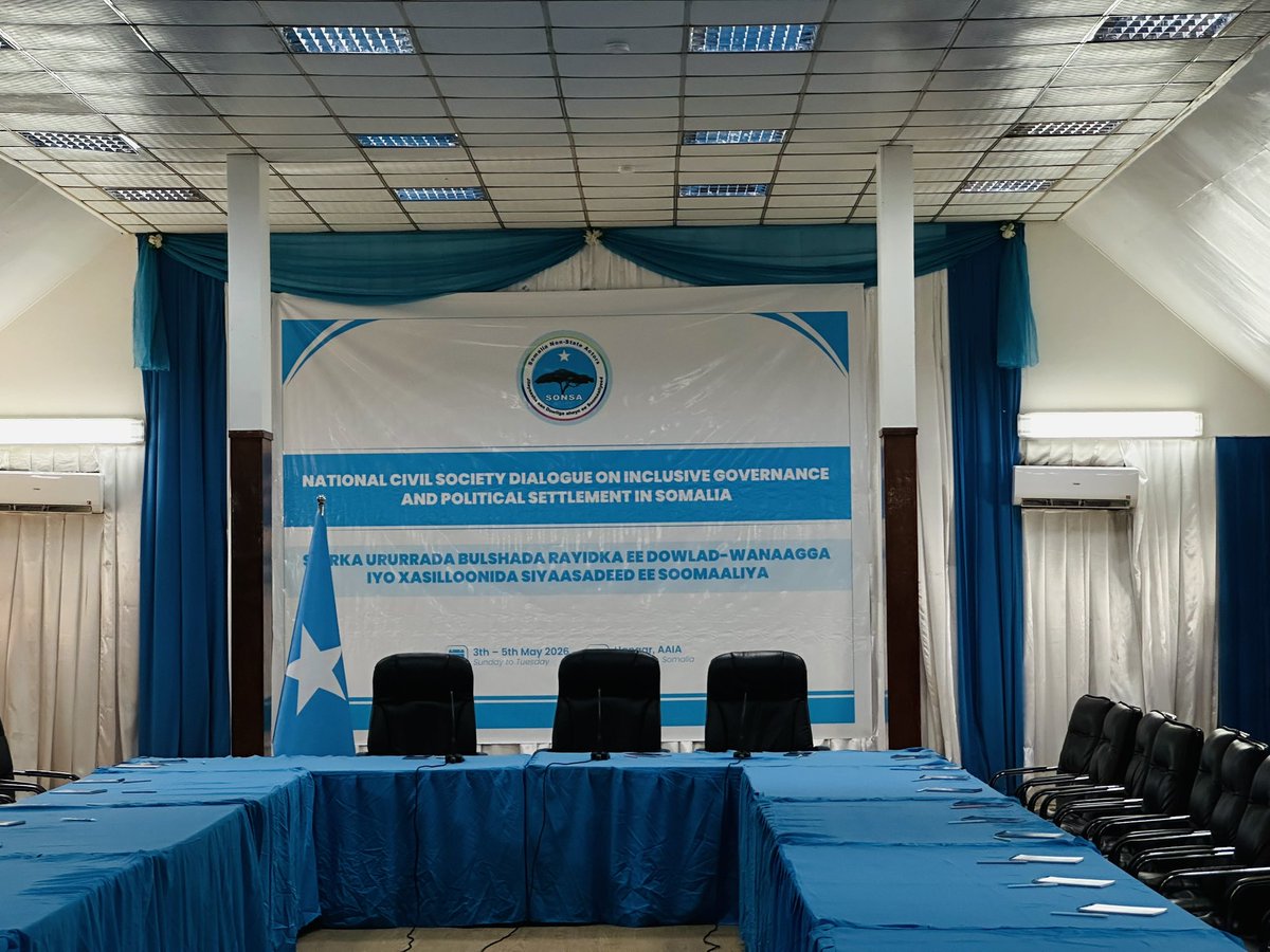 AyubNor11's tweet photo. Soonly will kick off.
The National Civil Society Dialogue on Inclusive Governance and Political Settlement in Somalia, organized by SONSA.
#SomaliCivilSociety #CSOs #SONSA #NationalCivilSocietyDialogue #TransitionPeriod #Somalia2026 https://t.co/f3p9VXgNkj
