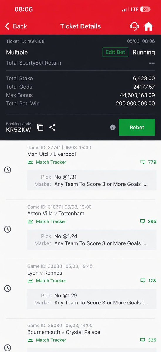 2026 Blessing ⚽️ 🪽(No 3 goals in a row)

24k odds (Today only)

6,000 wins 200 million 

Retweet and drop id