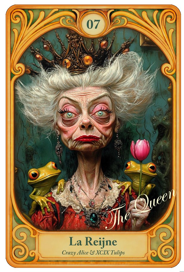 NinetynineTNFTs's tweet photo. I love this series: Crazy Alice and XCIX Tulips 🌷
Tulips with weird and playful characters in an Alice in Wonderland world. Of course, the Queen has to be part of it 👑
This series would make a great postcard collection one day.
Soon we will move on to another series in the Ninetynine Tulips collector card series.
#ninetyninetulips #tulipnft