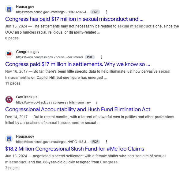 RogerP23486's tweet image. Make public the Congressional sexual harassment pay out fund.