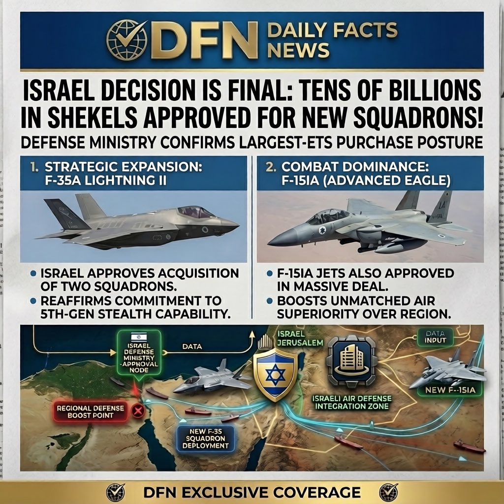 ziyadk8's tweet image. Israel has approved the purchase of two new fighter jet squadrons, including the F-35 Lightning II and the F-15IA, in a deal worth tens of billions of shekels. The move is seen as a major step to boost the country’s military capabilities. #Israel #Defense #Military #F35 #F15