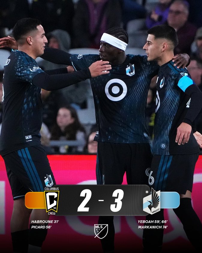 MLS_fra's tweet image. ⏱️C’EST TERMINÉ ! MINNESOTA S’IMPOSE DE JUSTESSE À COLUMBUS, APRÈS AVOIR ÉTÉ MENÉ AU SCORE.😮‍💨🔵⚫️

Les Loons conserve leur 5ème place de la Conférence Ouest.🟰

📸@MLS

#MLS | #CLBvMIN