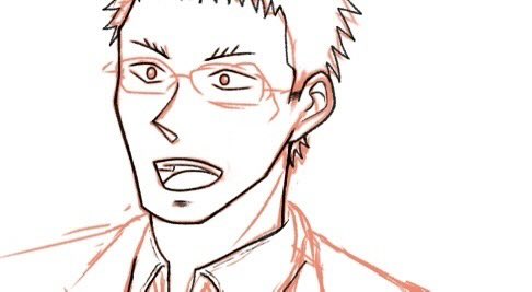 清書中のkzm。メガネのバランスわからん。