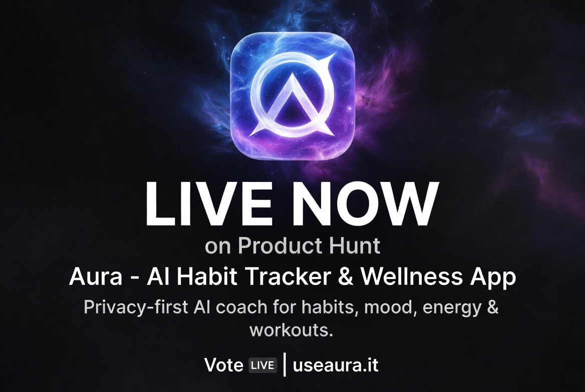 use_AURA_AI's tweet image. 🎉 Aura is now LIVE on Product Hunt!

Privacy-first AI Habit Tracker &amp;amp; Wellness App with mood insights, adaptive UI, AI workouts &amp;amp; more.

Would love your support! ❤️

→ producthunt.com/products/aura-…

#ProductHunt #AI #Wellness #HabitTracker