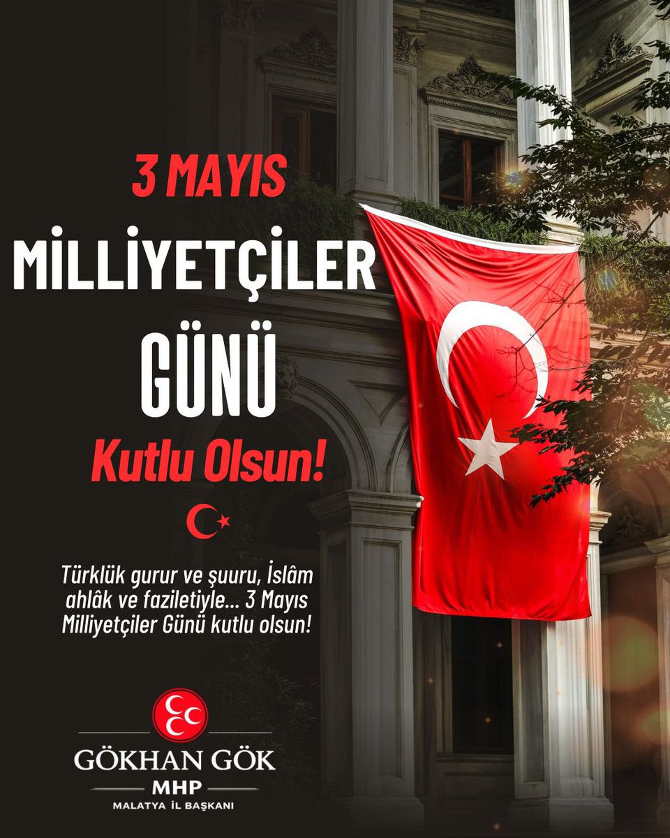 gokhangok44's tweet photo. 3 Mayıs Milliyetçiler Günü vesilesiyle; milletimizin birliği, devletimizin bekası uğruna mücadele eden tüm dava büyüklerimizi rahmet ve minnetle anıyorum.

Türk milliyetçiliği; kökü mazide, gözü istikbalde olan bir şuurun adıdır.

#3Mayıs #3MayısTürkçülerGünü #Pazar https://t.co/hM2gW0muGM