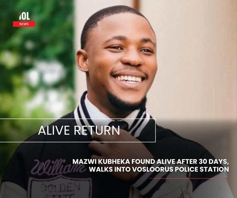 IOL's tweet image. After nearly a month of fear, unanswered questions and mounting public pressure, 27-year-old Mazwi Mpumelelo Kubheka has been found alive after walking into the Vosloorus police station on Saturday evening.
#news #MazwiMpumeleloKubheka #found #alive #Vosloorus #police #station