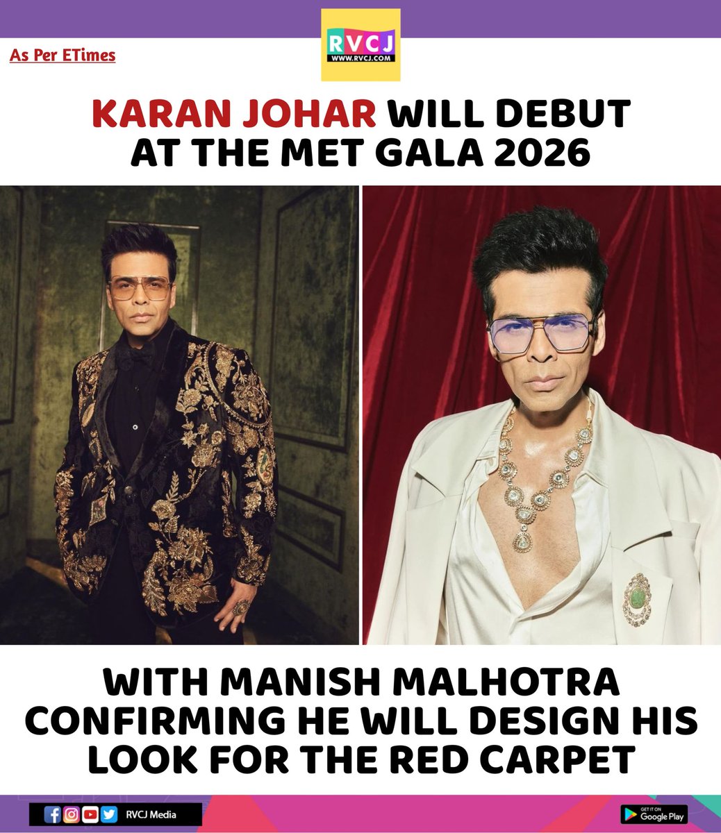 rvcjmovies's tweet image. Karan Johar to Make Met Gala 2026 Debut

#karanjohar #gala #bollywood #bollywoodactors #bollywoodmovies