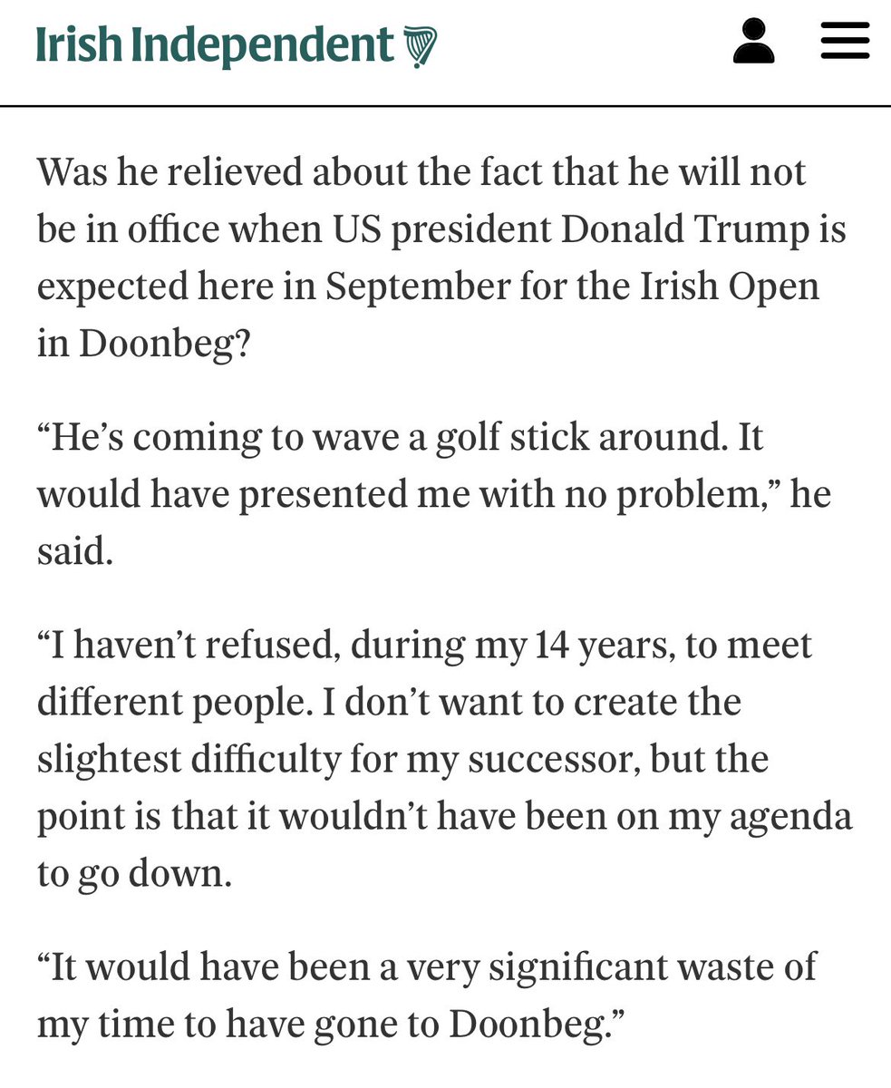 sarahlmull82's tweet photo. @realDonaldTrump I would say is relieved he didn’t have to meet you too #MichaelDHiggins but will have to meet the other selected minion in your place who also cheerleads your inhumane polices 

I’ll go to #Doonbeg won’t be a waste of time for me or #Ireland keeping 🇮🇪&amp;🇺🇸 close🙏🏻 https://t.co/k3ilQcZ16f