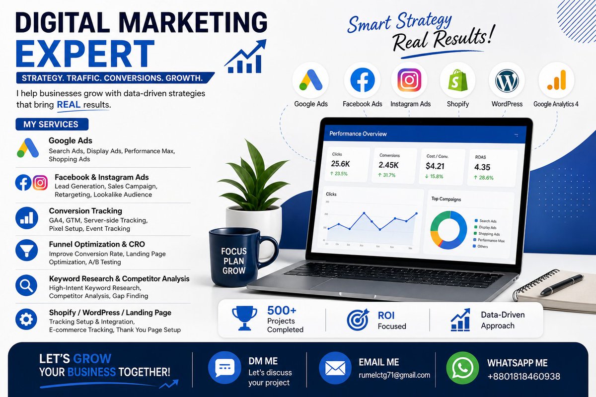 rumelkantidas's tweet image. 🚀 Need to grow your business online? I'm Rumel — Digital Marketing Expert offering: 📷 SEO  📷 Facebook/Instagram Ads  📷 Google Ads  📷 DM me or contact below! 📷 rumelctg71@gmail.com📷#DigitalMarketing #SEO 💬