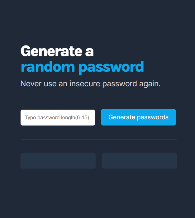 dips_stylish's tweet photo. I completed #scrimba's "Password Generator" project taught by @perborgen 

https://t.co/UnGvW2VxSx

Stretch Goal:
Added an input field for users to set password length from only 6 to 15 characters long with validation.

#html #css #javascript #coding https://t.co/oBeyGKGEHk