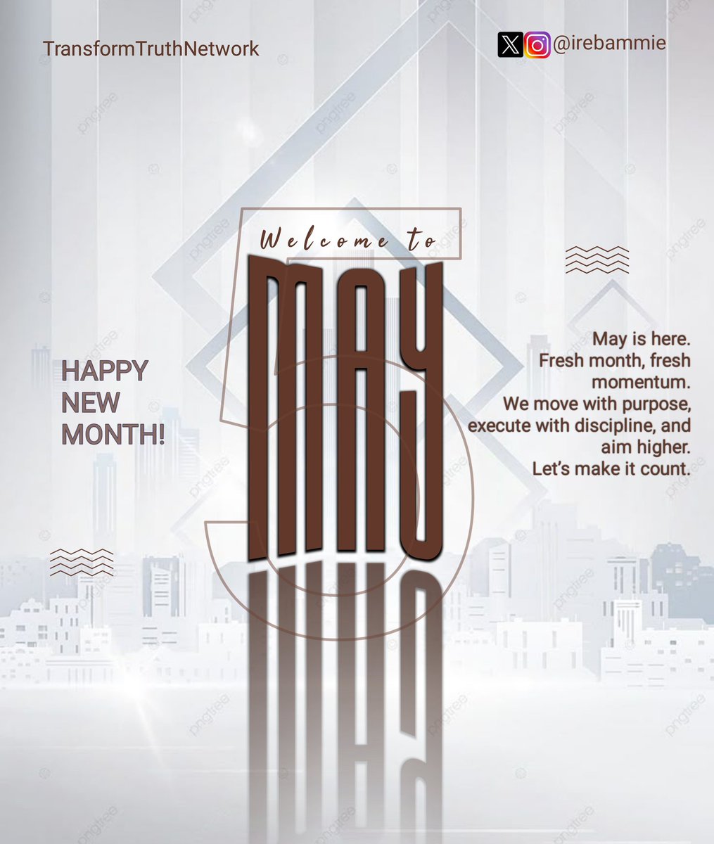 irebammie's tweet image. May is here! Fresh month, fresh momentum.
We move with purpose, execute with discipline, and aim higher. Let’s make it count.

Happy New Month!

#noexcuses #personalgrowth #May2026 #3Mayıs