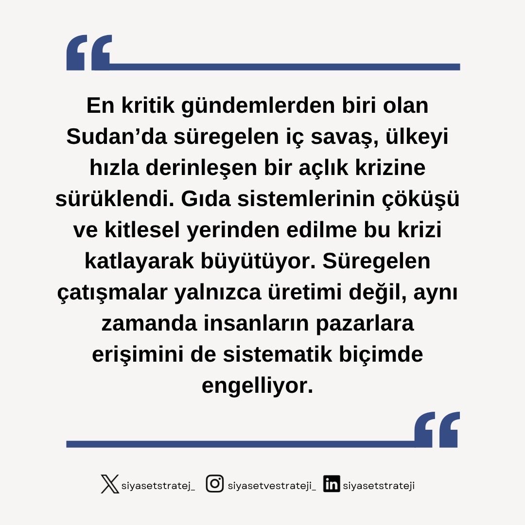 siyasetstratej_'s tweet image. 📌📚Sudan’ın Açlık Savaşı: Erişim, Pazarlar ve Yerinden Edilme Çarpanı

#sudan #humanrights #conflict #hunger #crisis