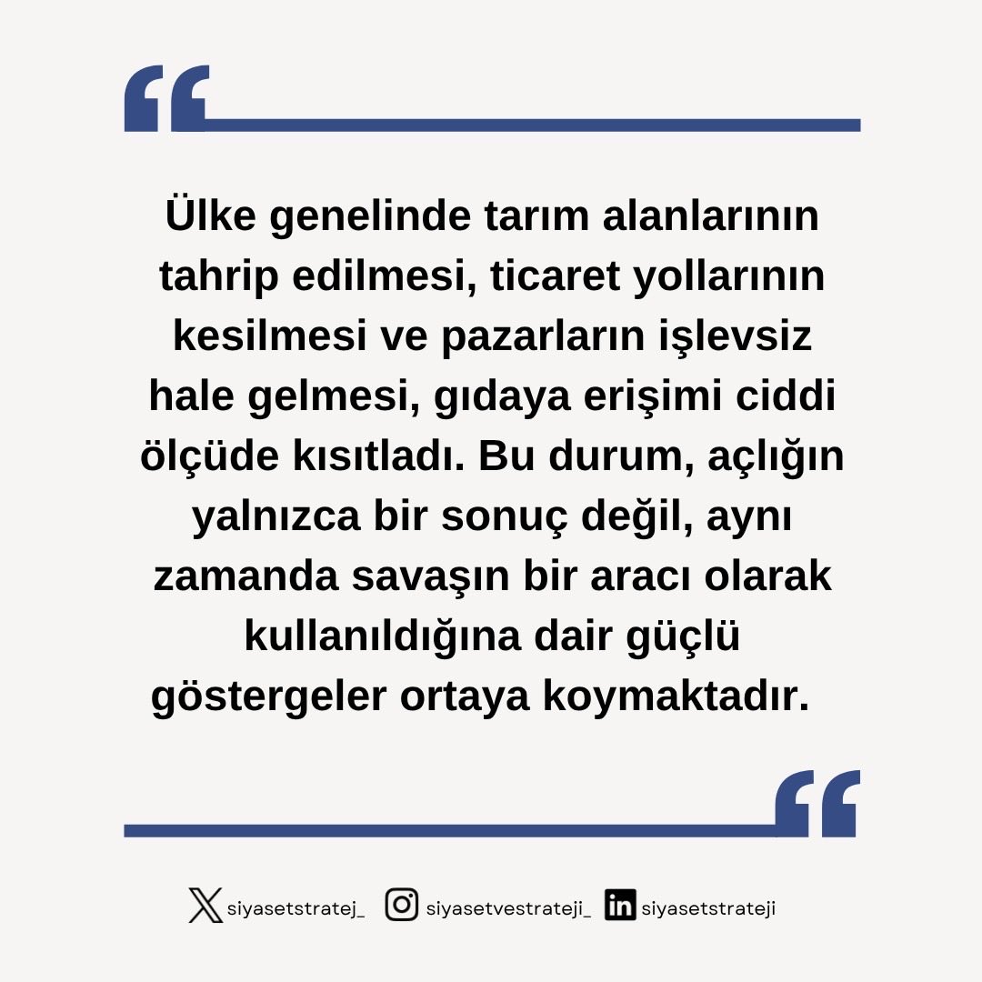 siyasetstratej_'s tweet image. 📌📚Sudan’ın Açlık Savaşı: Erişim, Pazarlar ve Yerinden Edilme Çarpanı

#sudan #humanrights #conflict #hunger #crisis