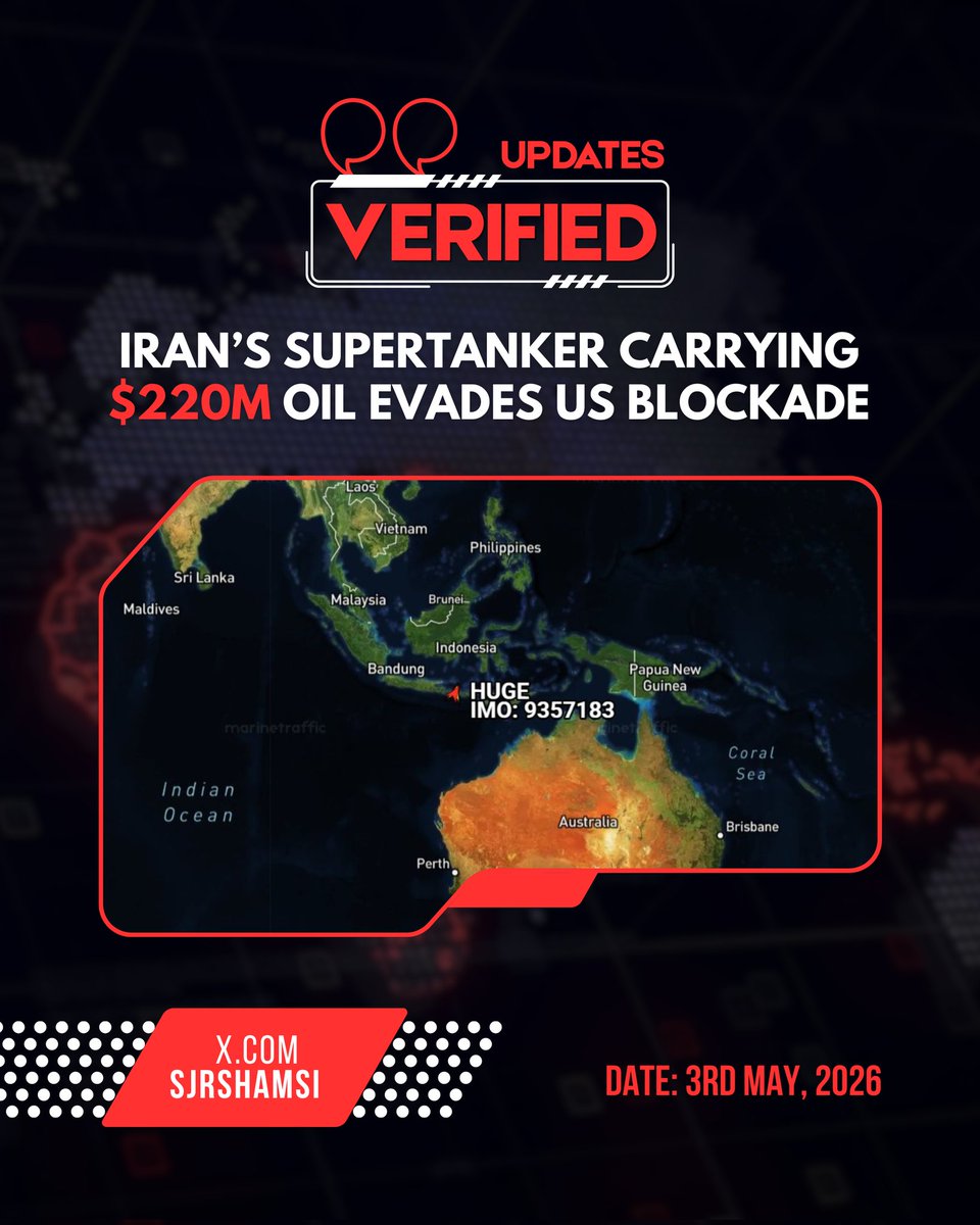 sjrshamsi's tweet image. Iran’s supertanker carrying $220m oil evades US blockade.

#Iran #Hormuz #Oil