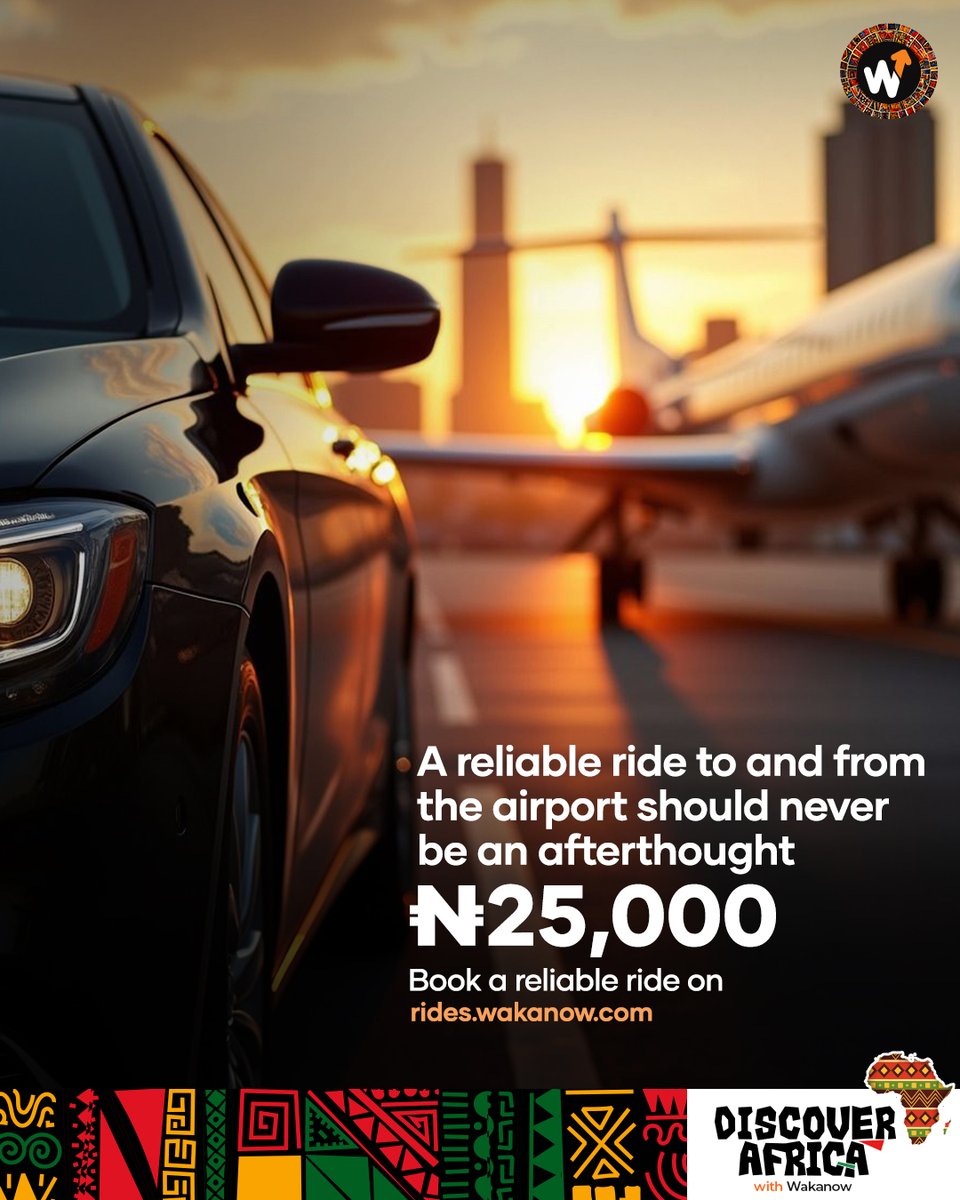 Wakanowdotcom's tweet image. A reliable airport transfer is the one travel detail you should never leave to chance. Book your airport transfer with us and travel with complete peace of mind.

Book now on rides.wakanow.com. 

Let's Go!

#TravelWithWakanow #AirportRides #TravelSmart