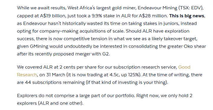 MrShare_expert's tweet image. $ALR  #Livewire

Livewire article by Ben Richards   

Headline: Amidst the macro turmoil, there are several pockets of opportunities for ASX investors. Are you paying attention?

"While we await results, West Africa's largest gold miner, Endeavour Mining (TSX: EDV), capped at