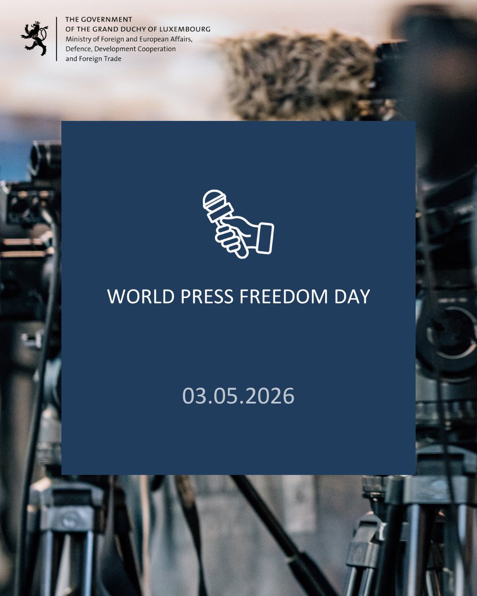 MFA_Lu's tweet photo. On this #WorldPressFreedomDay, 🇱🇺 supports the statement of the Media Freedom Coalition.🤝📢
Free, independent and pluralistic media are a cornerstone of democracy and human rights. Journalists must be able to work safely, without fear or intimidation.📰
➡️https://t.co/LusyQZhssl https://t.co/36Vb5xar2g