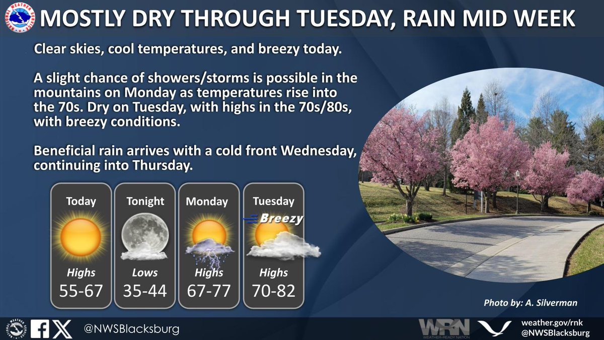 Clear skies and cool today, with highs in the 50s/60s. Clouds increase ...