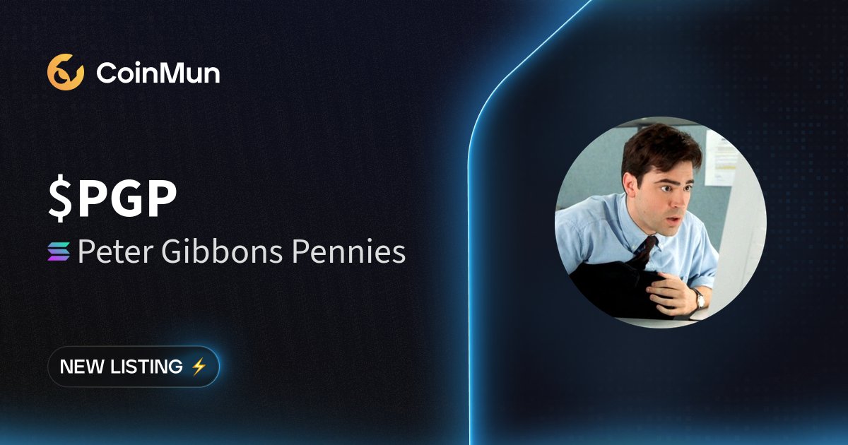 coinmun's tweet image. ⚡️ New Listing @petergibbonspgp ⚡️

$PGP Peter Gibbons Pennies is now listed on CoinMun.

Market Cap: $19,948

🚀 Discover here: coinmun.com/coins/peter-gi…

#NewListing #CoinMun #Solana #Crypto