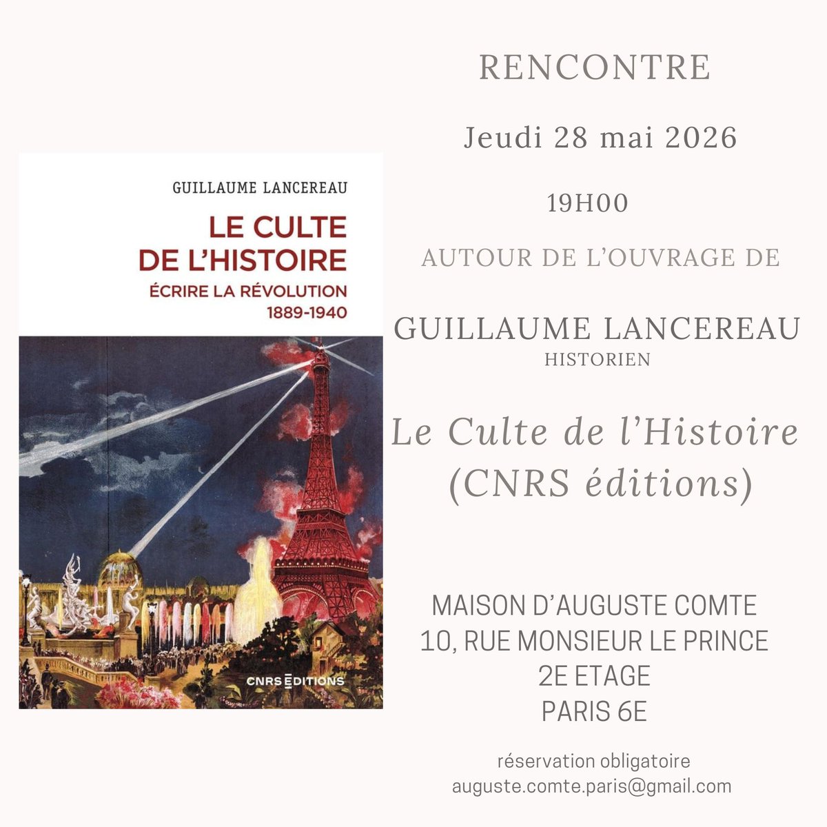augustecomte75's tweet photo. [AGENDA]📆L'actualité de la Maison d'Auguste Comte pour le mois de mai 2026 est à découvrir sur notre site internet via le lien suivant !
https://t.co/r1B4n9lZ21
@crhXIXe @serdXIX @Revolutions19e @ActuPhilosophia @NuitdesMusees @CNRSEd https://t.co/uLqJd040Qe