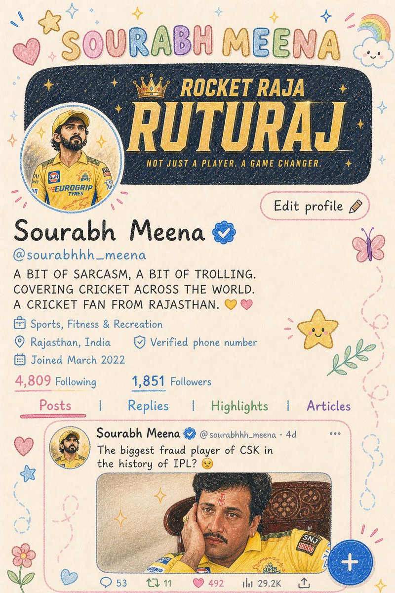 sourabhhh_meena's tweet image. Going with the trend....looks cute though 💛 🦁 #WHISTLEPODU #CSK #YELLOVE @ChennaiIPL