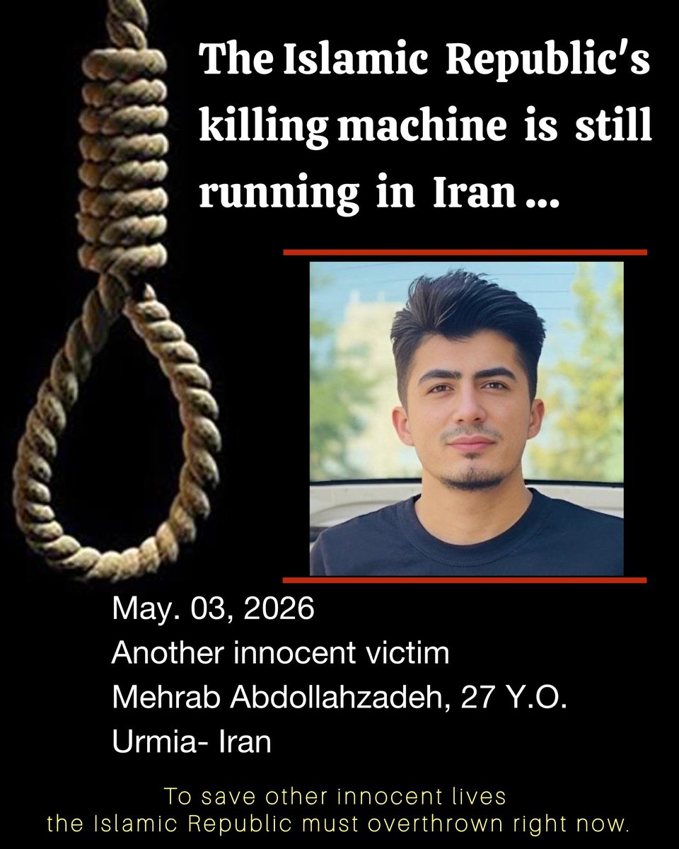 EDD_Persian's tweet image. To save other innocent lives in Iran, the Islamic Republic must overthrown right now.
#MehrabAbdollahzadeh
#FreeIran‌ 
@POTUS
@realDonaldTrump 
@netanyahu