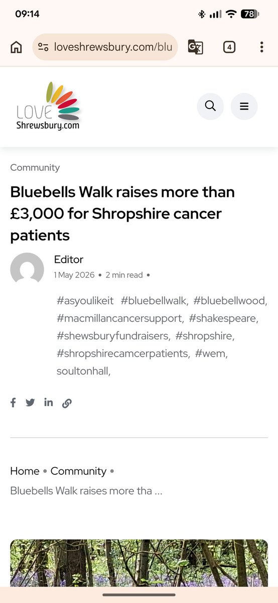 ShrewsburyURC's tweet image. Bluebells Walk raises more than £3,000 for Shropshire cancer patients ift.tt/J5xSsDC by @loveshrewsbury #shrewsbury #faith #christian #shropshire 

#asyoulikeit #bluebellwalk #bluebellwood #macmillancancersupport #shakespeare #shewsburyfundraisers #shropshire
