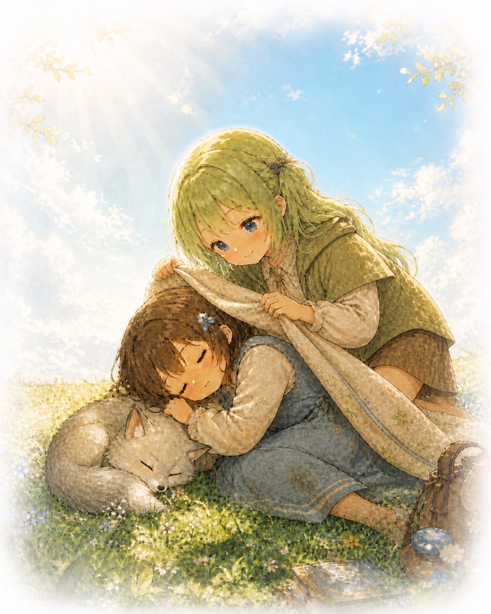 takafumi0822's tweet photo. 「適性『お昼寝士』の転生少女　〜魔物にも精霊にも女の子たちにも好かれる、ゆるい異世界安眠生活〜」公開中！ 

https://t.co/ksFvBozGbn #narou #narouN7354HQ

※紹介用挿し絵のみAI使ってます https://t.co/S77VpovCkV