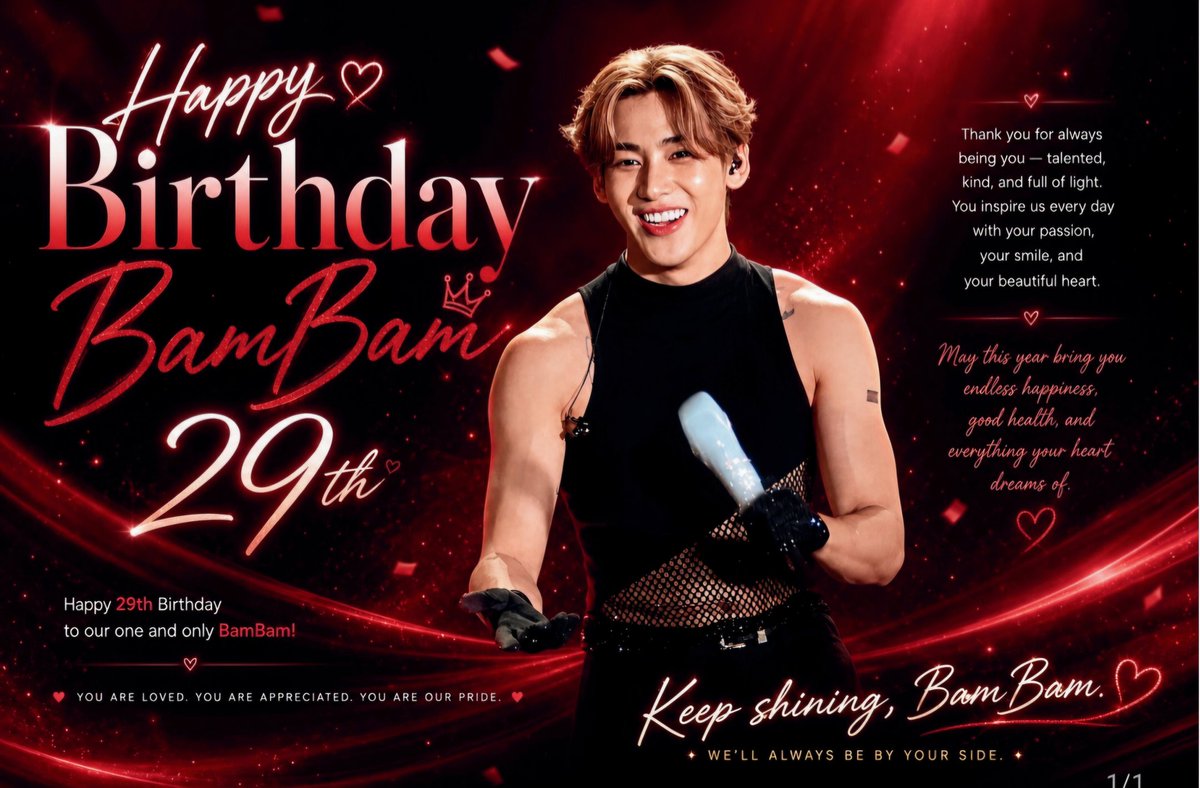 ฝากรี นะคะ Happy Birthday 
น้องแบมนะครับ  พรดีใดๆในโลกนี้ขอให้เป็นของน้องแบม น่ะ 1 m มายังค่ะ
ขอบคุณภาพจากน้องป้อม <a href="/gozziplady2530/">GOZZIP97คุณแม่พัดแดง🪭ของคุณแบมแบม</a> 
#Happy29thBDBamBam
#BamBam @BamBam
