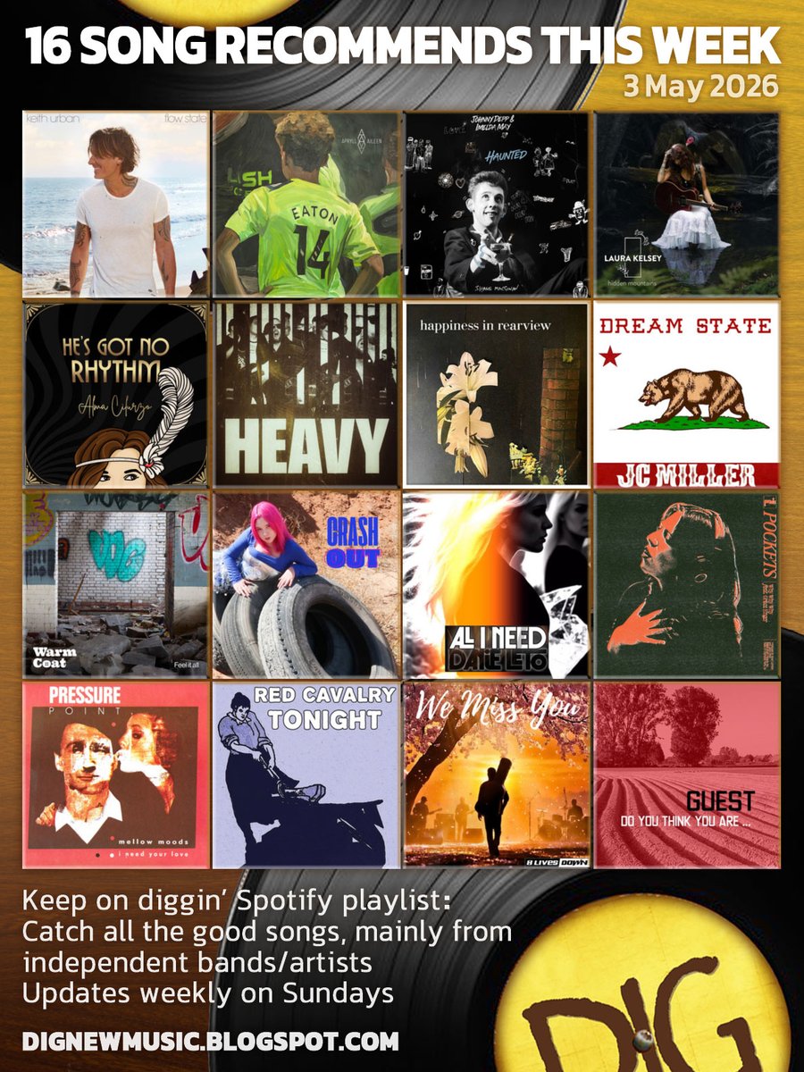 tonydufficy's tweet image. highly recommend checking out all these fine music!
dignewmusic.blogspot.com/2026/05/16-son…

🎧listen on Spotify: open.spotify.com/playlist/1z1eB… #nowplaying 
plz give the artists you like "💚" + "follow" 🙆💯

「今週のGOOD」な16曲🎶 5月3日 #songsoftheweek