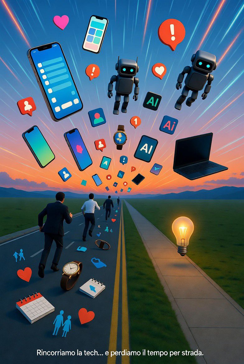 dibellamauro's tweet image. Non possiamo risolvere i problemi con lo stesso pensiero che li ha creati.
Tech promette: meno lavoro.
Ma chi lavora davvero di meno?
È più facile vendere VALORE che usare prodotti COMPLESSI.
Tu lavori di meno o di più? 🔥
#DesignThinking