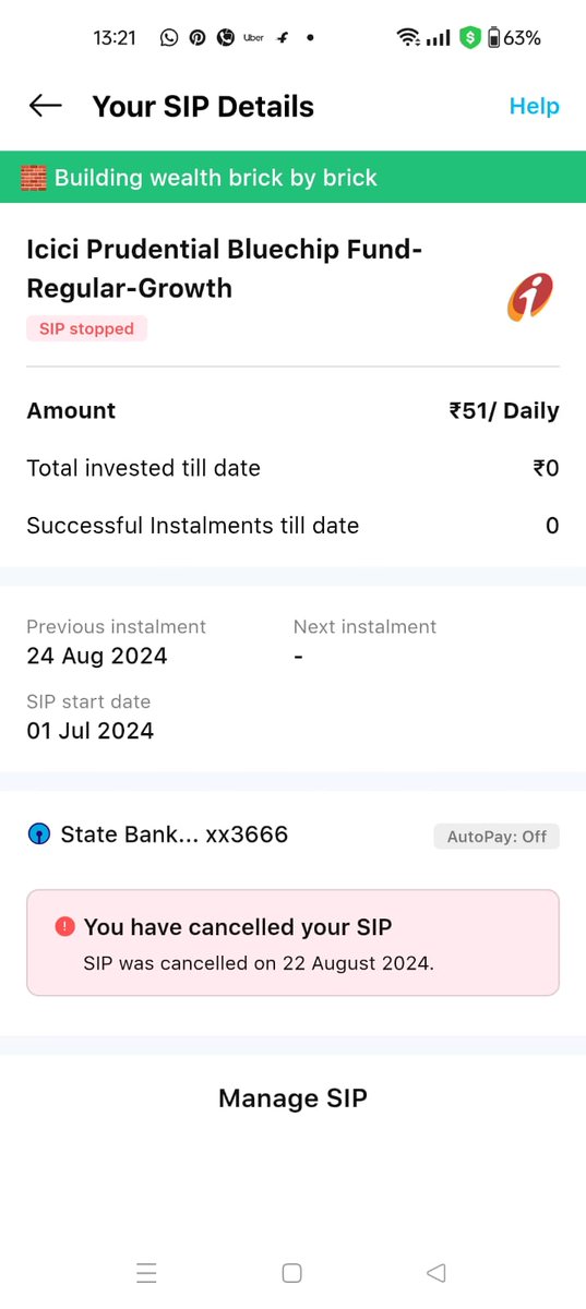 Smita1365445's tweet photo. @Paytmcare A SIP was subscribed on 01 July 2024 and stopped on 24 Aug 2024, but now it is showing total investment amount 0. Kindly look into this and help to redeem the amount. @SEBI_India https://t.co/vZhuBawIrV