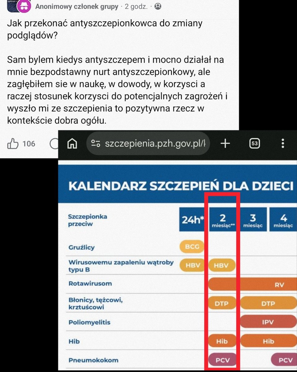 Oto krótka instrukcja przekonywania antyszczepionkowca do zmiany poglądów:

1. Kupujesz sobie wagę łazienkową (jeśli jej jeszcze nie masz).

2. Za pomocą wagi łazienkowej sprawdzasz swoją aktualną wagę. 

3. Dzielisz swoją aktualną wagę przez średnią wagę niemowlęcia w drugim